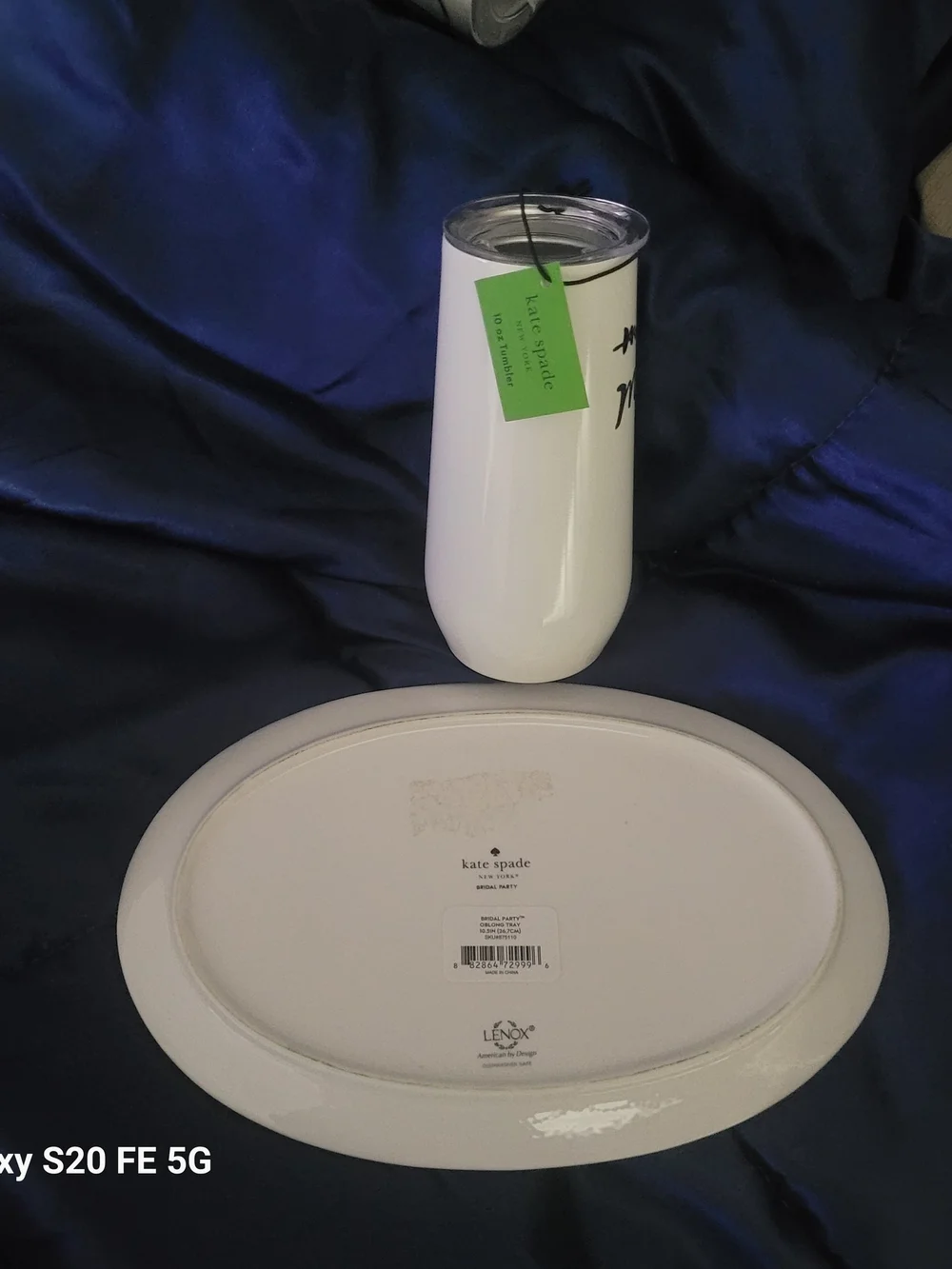 kate spade White and Gold Bridal Plate & Stemless Tumbler Set